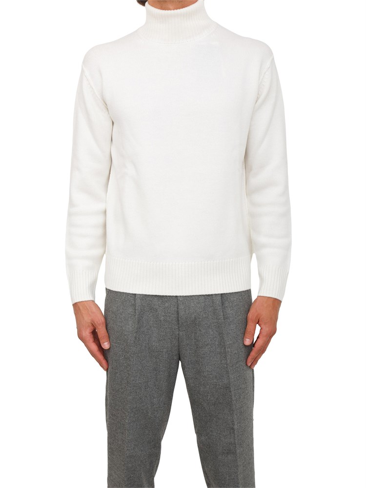 Maglia collo alto Paolo Pecora in lana merino bianca