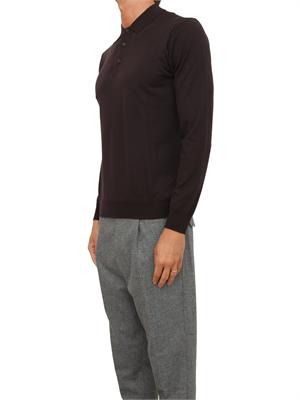 Maglia polo Paolo Pecora in lana merino marrone in UOMO