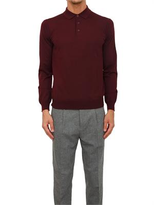 Maglia polo Paolo Pecora in lana merino bordeaux in UOMO