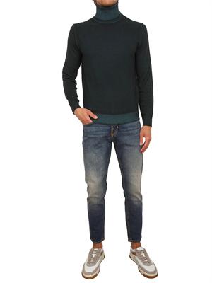 Maglia a collo alto Aiace Galassi in pura lana verde con effetto delavÉ in UOMO