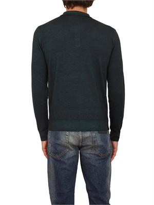 Polo maglia manica lunga Aiace Galassi in pura lana verde in UOMO