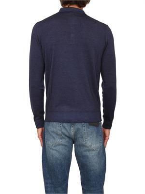 Polo maglia manica lunga Aiace Galassi in pura lana blu in UOMO