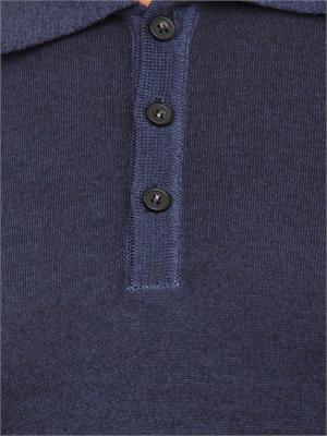 Polo maglia manica lunga Aiace Galassi in pura lana blu in UOMO