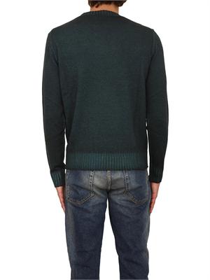 Maglia girocollo Aiace Galassi in pura lana verde con fondi a costine delavÉ in UOMO