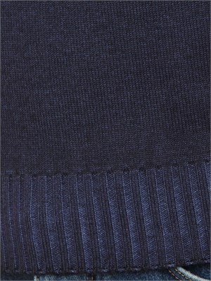 Maglia girocollo Aiace Galassi in pura lana blu con fondi a costine delavÉ in UOMO