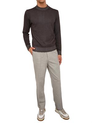 Maglia girocollo Aiace Galassi in pura lana grigio antracite con fondi a costine delavÉ in UOMO