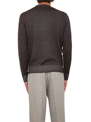 Maglia girocollo Aiace Galassi in pura lana grigio antracite con fondi a costine delavÉ in UOMO