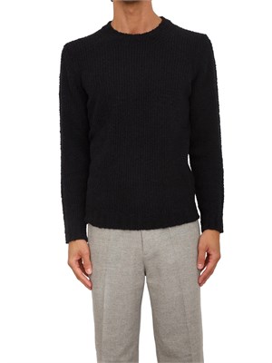 Maglia girocollo Aiace Galassi in misto lana blu con lavorazione effetto bouclÉ in UOMO