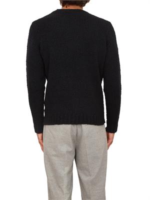 Maglia girocollo Aiace Galassi in misto lana blu con lavorazione effetto bouclÉ in UOMO
