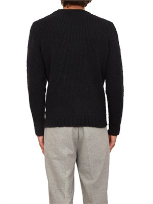 Maglia girocollo Aiace Galassi in misto lana blu con lavorazione effetto bouclÉ in UOMO