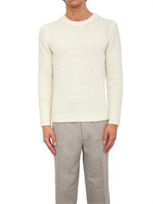Maglia girocollo Aiace Galassi in misto lana bianca con lavorazione effetto bouclÉ in UOMO