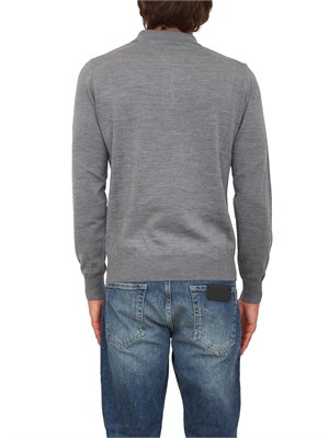 Polo maglia Aiace Galassi in lana fine grigia con chiusura tre bottoni in UOMO