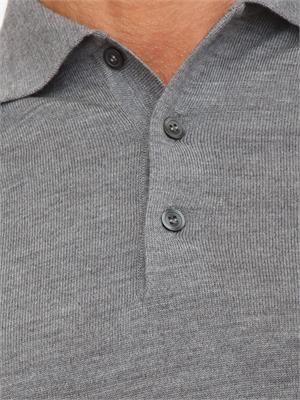 Polo maglia Aiace Galassi in lana fine grigia con chiusura tre bottoni in UOMO