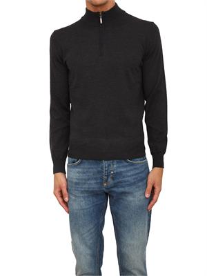 Maglia mezza zip manica lunga Aiace Galassi in pura lana grigia in UOMO
