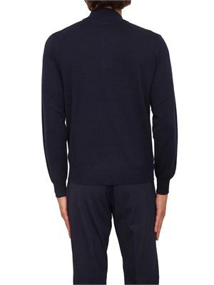 Maglia mezza zip manica lunga Aiace Galassi in pura lana blu in UOMO