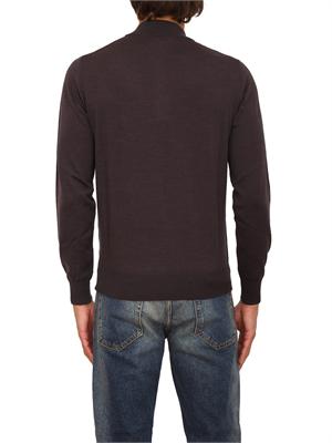 Maglia mezza zip manica lunga Aiace Galassi in pura lana marrone in UOMO