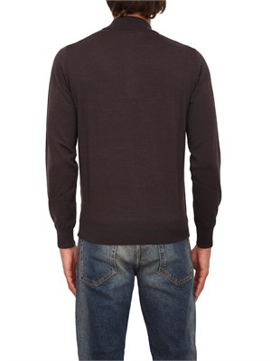 Maglia mezza zip manica lunga Aiace Galassi in pura lana marrone in UOMO