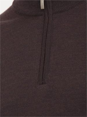 Maglia mezza zip manica lunga Aiace Galassi in pura lana marrone in UOMO