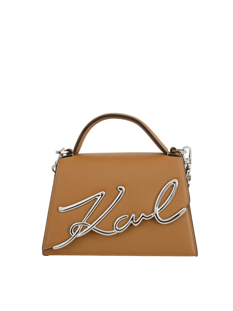 K.LAGERFELD Borsa Karl Lagerfeld in pelle cuoio con logo signature