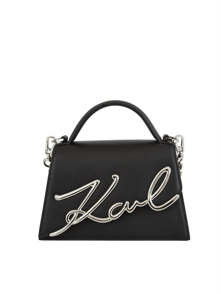 K.LAGERFELD Borsa Karl Lagerfeld in pelle nera con logo signature