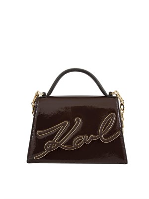 K.LAGERFELD Borsa Karl Lagerfeld in pelle lucida marrone in DONNA