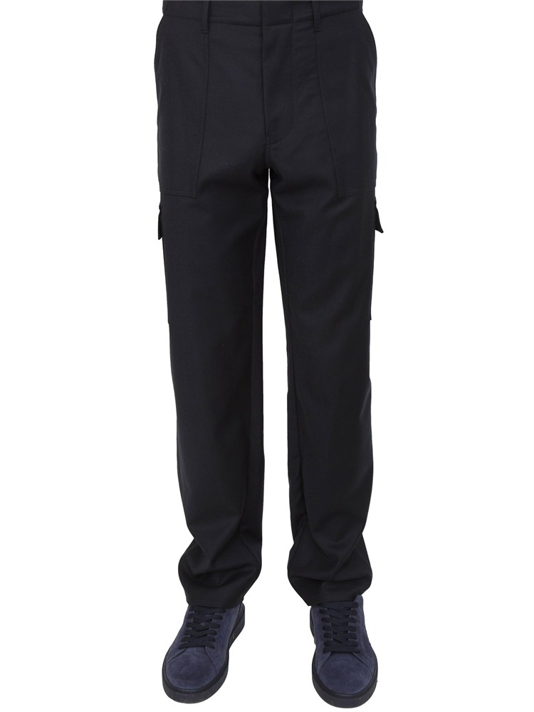 Pantaloni cargo Etro uomo in lana blu con tasconi