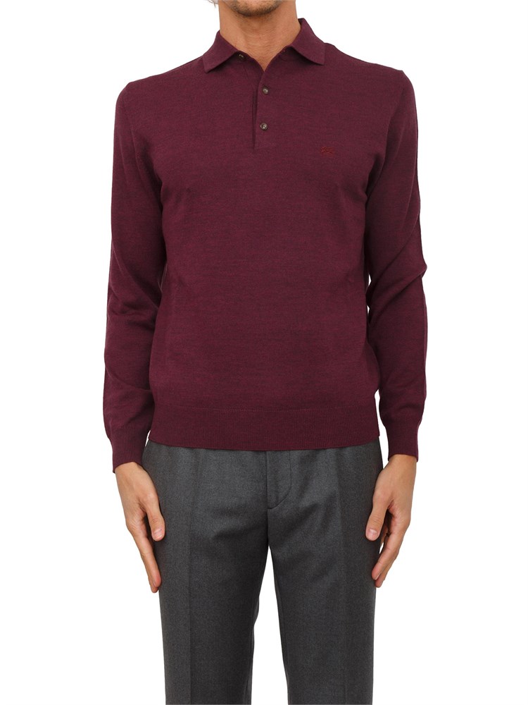 Maglia polo Etro uomo in misto lana bordeaux