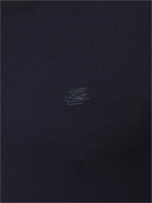 Maglia girocollo Etro uomo realizzata in cotone blu in UOMO