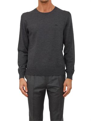 Maglia girocollo Etro uomo in lana grigia con logo in UOMO