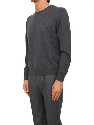 Maglia girocollo Etro uomo in lana grigia con logo in UOMO