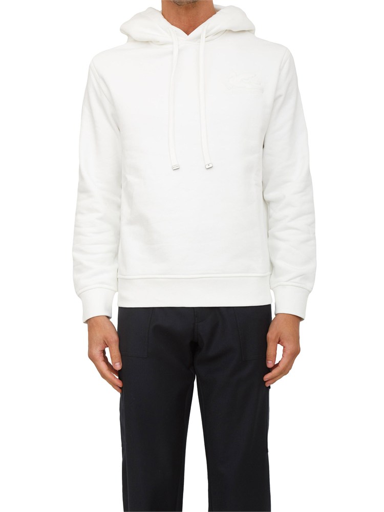 Felpa con cappuccio Etro uomo in misto cotone bianco