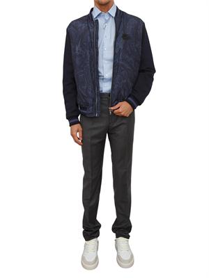 Camicia Etro uomo in cotone azzurro ricami Paisley tono su tono in UOMO