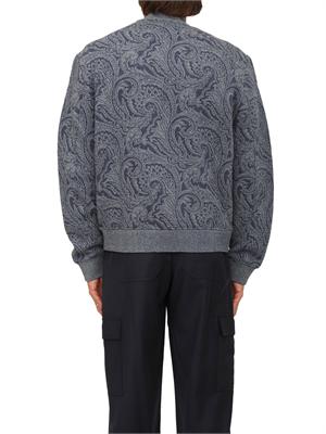 Felpa bomber Etro uomo in tessuto jacquard blu Paisley in UOMO