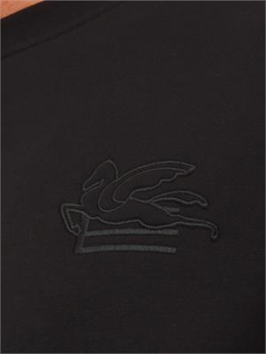Felpa girocollo Etro uomo in cotone nero con logo in UOMO
