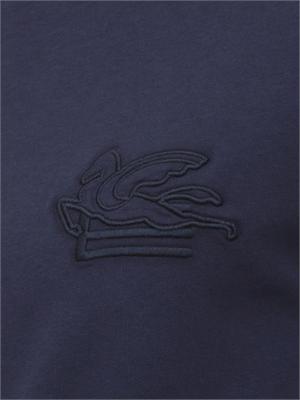 T-shirt girocollo Etro uomo in cotone blu con logo in UOMO