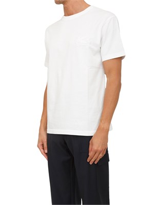 T-shirt girocollo Etro uomo in cotone bianco con logo in UOMO