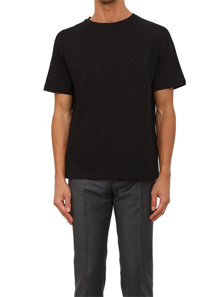 T-shirt girocollo Etro uomo in cotone nero con logo