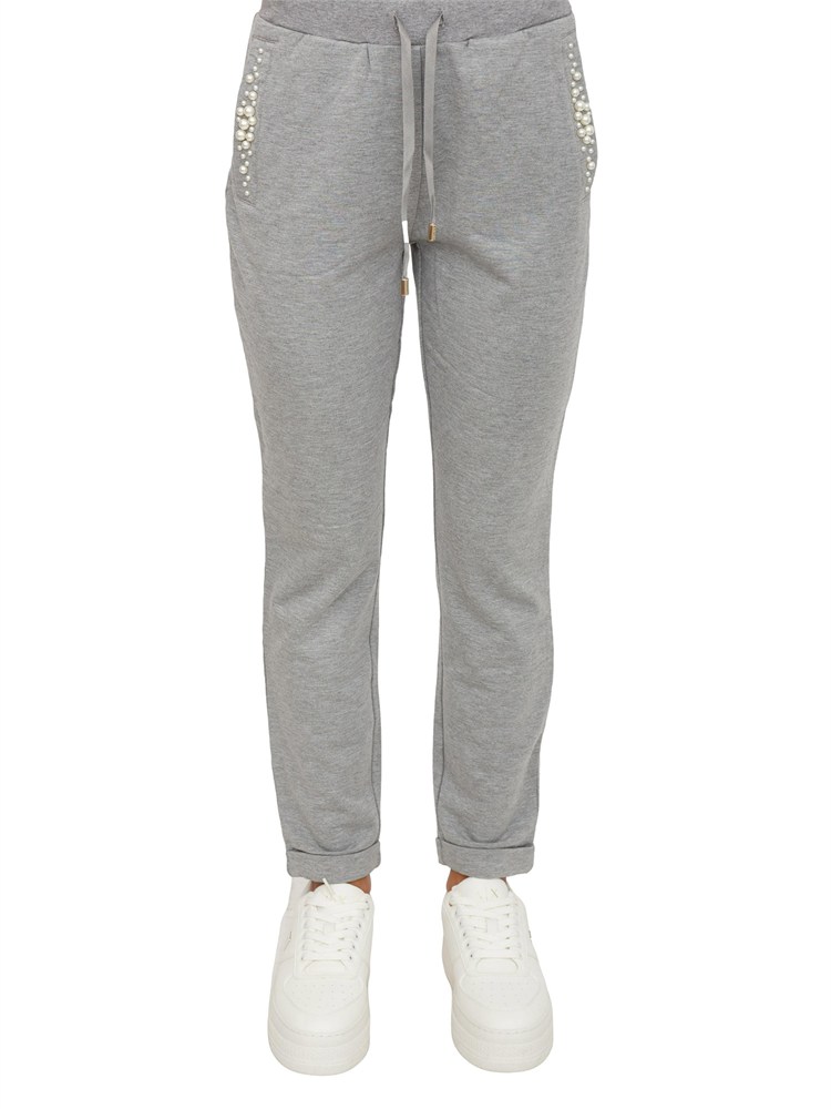 Pantalone tuta Liu Jo donna n viscosa grigia con perle