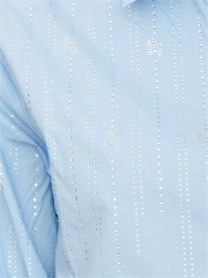 Camicia Liu Jo in cotone azzurro con strass in DONNA