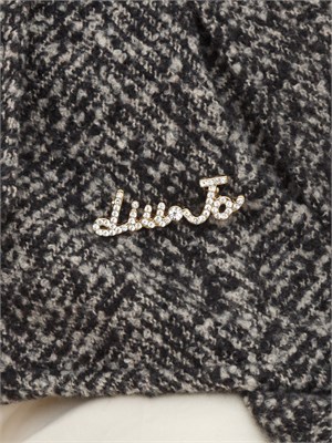 Poncho Liu Jo donna in tessuto chevron blu con cintura e spilla gioiello in DONNA