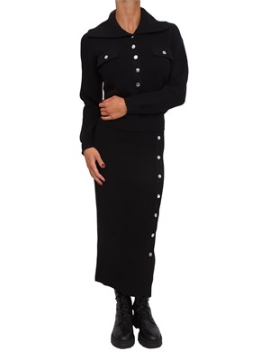 Completo Liu Jo cardigan+gonna in misto viscosa nera a coste in DONNA