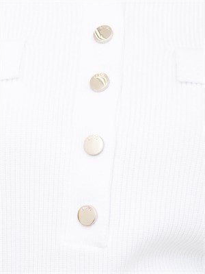 Completo Liu Jo cardigan+gonna in misto viscosa bianco a coste in DONNA