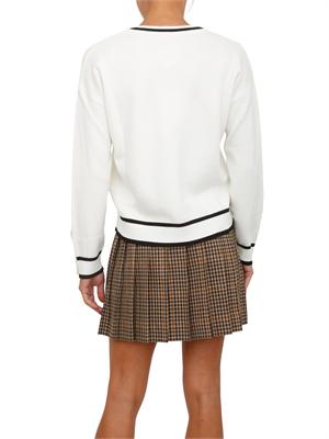 LIU JO Maglia scollo V in misto seta bianco con bottoni oro in DONNA