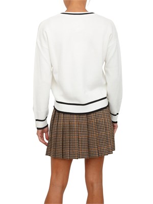LIU JO Maglia scollo V in misto seta bianco con bottoni oro in DONNA