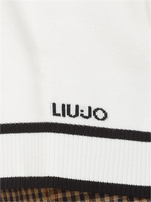 LIU JO Maglia scollo V in misto seta bianco con bottoni oro in DONNA