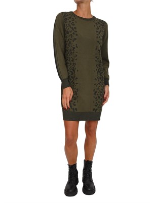 Abito Liu Jo in maglia viscosa e lurex verde motivo animalier in DONNA