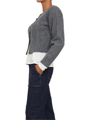 Cardigan in maglia Liu Jo in lana grigia con bottoni gioiello in DONNA