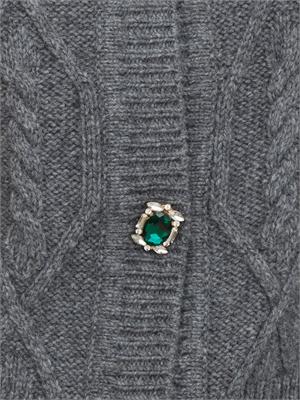 Cardigan in maglia Liu Jo in lana grigia con bottoni gioiello in DONNA