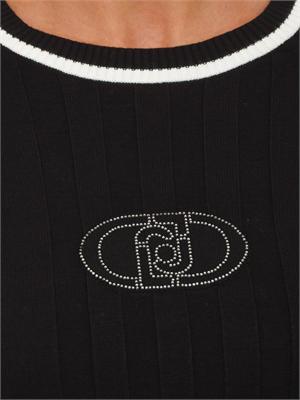 Maglia Liu Jo donna in viscosa nera con dettagli a contrasto in DONNA