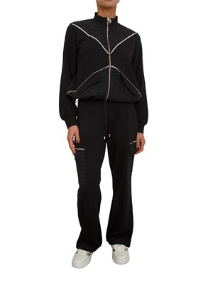 Felpa full zip Liu Jo donna in misto cotone nero con inserti lurex in DONNA